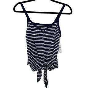 Gap Top Striped Short Sleeve Spaghetti Strap‎ Tie Front Black White S Petite NWT